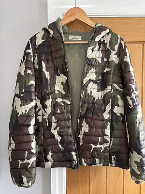 Buy Camo Down Puffer Jacket Medium Size Coat Ladies • 9.99£