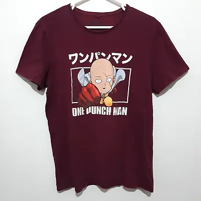 Buy One Punch Man Shirt Mens Red Maroon Saitama Size Large • 18.53£
