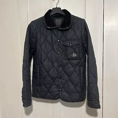 Buy Mens Allsaints Trinity Blue / Black Quilted Waxed Cotton Jacket Coat Jacket M/L • 19.95£