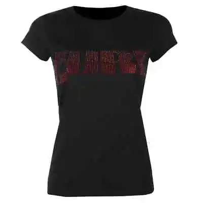 Buy Rock Off THE CURE Diamante Logo Women's Short Sleeve T-Shirt In Black Size L • 14.99£