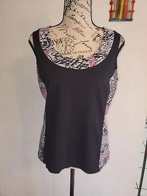 Buy Tranquility By Soma Tank Top Black & Pink Sz M • 12.31£