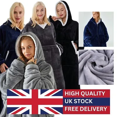 Buy Oversized Wearable Blanket Hoodie Sweatshirt Unisex Warm Extra Long Winter UK • 25.77£