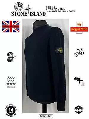 Buy Mens Black Stone Island Jumper Wool Crew Casual Plain LongSleeve Sweatshirt S • 79.99£