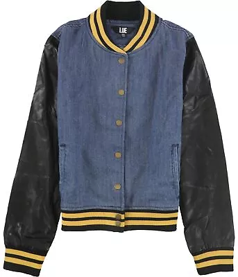 Buy LUE Womens Denim Faux Leather Jean Jacket, Blue, Medium • 5.50£