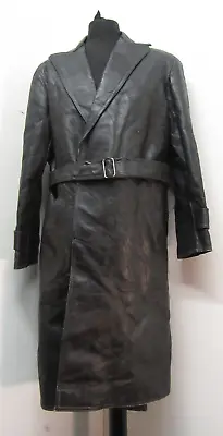 Buy Vintage Leather Goth Trench Coat Jacket Size L,, 50's German • 69£