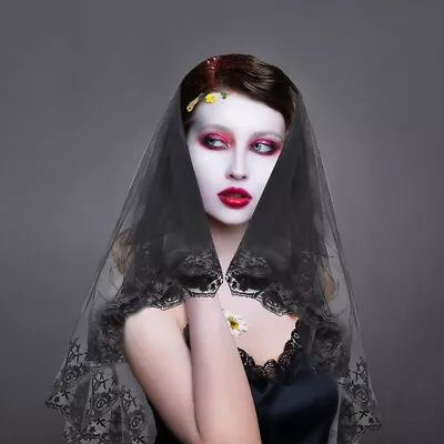 Buy  Black Veil For Funeral Wedding Jackets Bride Halloween Shawl Style • 14.69£
