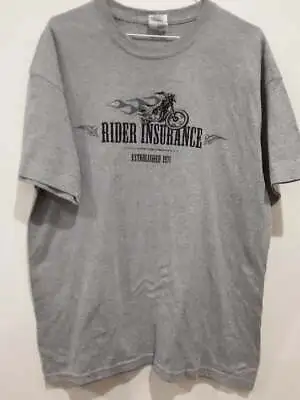 Buy Vintage ~Mens  Size L   T Shirt   Gildan  Grey Rider Insurance • 4.91£