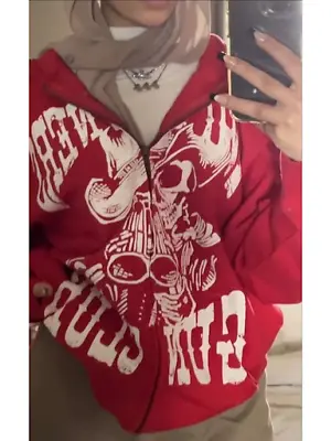 Buy Grunge Clothes 2024 New Winter Red Essential Hoodies Print Couple Sweatshirt Y2k • 28.86£
