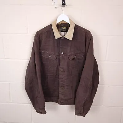 Buy LEE Jacket Mens L Large Trucker Cord Collared Lined Rider Brown Vintage 90s • 44.90£