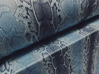 Buy Single Jersey Fashion Fabric, Per Metre - Snakeskin Animal Print - Blue • 4.99£