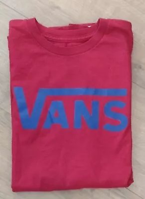 Buy Ladies Vans T Shirt Tee Red Classic Logo Blue Size Medium M • 9.99£