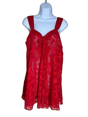 Buy Victoria’s Secret Gold Label Size M Lingerie Nightgown Red Semi Sheer Babydoll • 26.07£