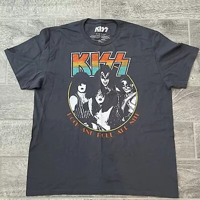 Buy Kiss Unisex Band T-shirt Size XL Rock N Roll Short Sleeve Gray Gene Simmons • 23.68£