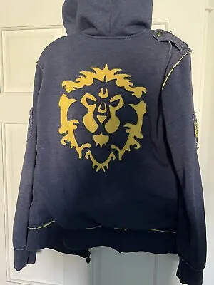 Buy World Of Warcraft Womens XL Alliance Zip Up Hoodie Sweater Blue Yellow Pockets • 56.70£