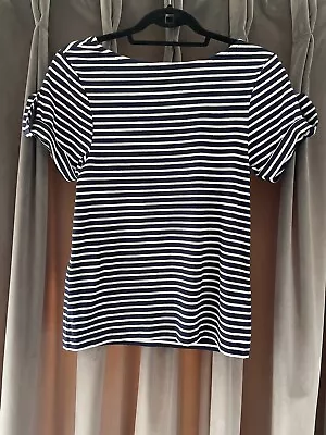 Buy Karen Millen Top Blue And White Stripes With Short Sleeves UK14 WORN ONCE • 3.20£