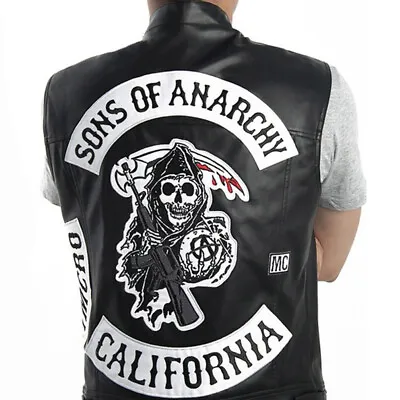 Buy Sons Of Anarchy Vest Leather Rock Punk Jacket Cosplay Costumes Harley Motorcycle • 30.98£