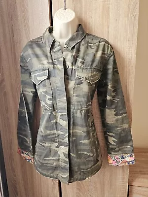 Buy Unique Topshop Limited Edition Camouflage Embellished Denim Jacket Y2K 10 • 9.99£