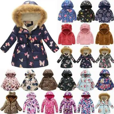Buy Children Girls Padded School Quilted Coat Jackets Puffer Hooded Parka Outwear UK • 6.99£