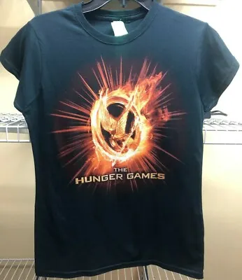 Buy The Hunger Games Mocking Jay On Fire Movie Promo Navy Blue T-Shirt Womens Jrs M • 24.09£