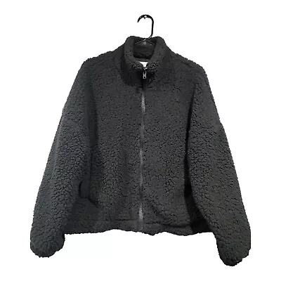 Buy Urban Outfitters Women's Fleece Teddy Coat Jacket Fuzzy Black Soft Sherpa Sz M • 36.94£