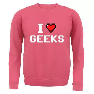 Buy I Love Geeks (Pixels) - Adult Hoodie / Sweater - Pixel Geek Funny Heart Lover • 24.95£