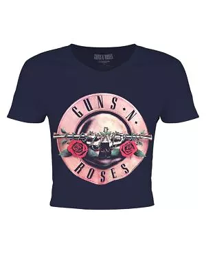 Buy Guns N Roses Classic Logo Ladies Navy Crop Top-Extra Large (UK 14 - 16) • 15.99£