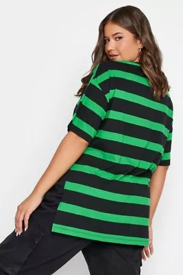 Buy YOURS Curve Green Stripe Oversized Short Sleeve T-Shirt 40% Retail Price • 8.49£