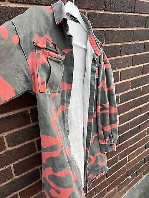 Buy Women’s Denim Jacket Uk 8 Washed Camouflage Army Top Open Hippie Jeans 80s 90s • 7.30£
