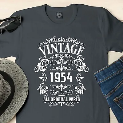 Buy Mens 70th Birthday Gift For Him T Shirt, 1954 All Original Parts, Born In 1954 • 11.99£