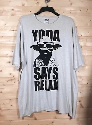 Buy Star Wars Grey Marl Yoda Says Relax Print Cotton Short-sleeve T-shirt, 2XL • 1.50£