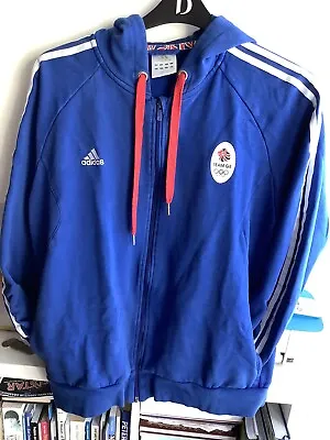 Buy Mens Adidas Team GB Great Britain Olympic Full Zip Blue/White Hoodie Size XL • 20£