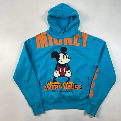 Buy Women’s Blue Official Disney Angry Mickey Mouse Hoodie , Size M • 19.95£