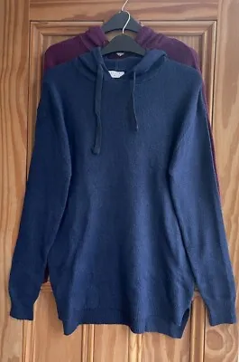 Buy Women's Brand New Knitted Hooded Hoody Top Jacket Navy Blue Burgundy Size 8 - 18 • 10.99£