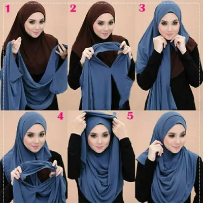 Buy Women Muslim Instant Double Loop Chiffon Scarf Head Scarves Hijab Wraps New • 7.19£