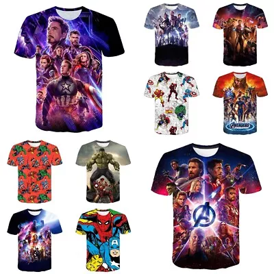 Buy Unisex Adult 3D Marvel Avengers Superhero Casual Short Sleeve T-Shirt Tee Top UK • 10.79£