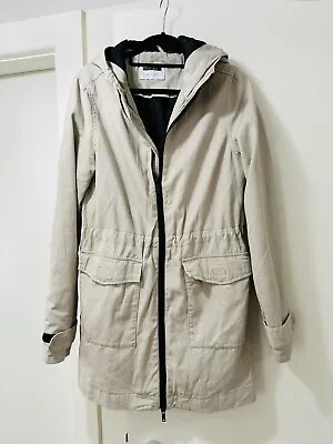 Buy Women’s Noisy May Size 8/10 Uk Beige Cotton Parka Jacket Hooded  • 9.99£