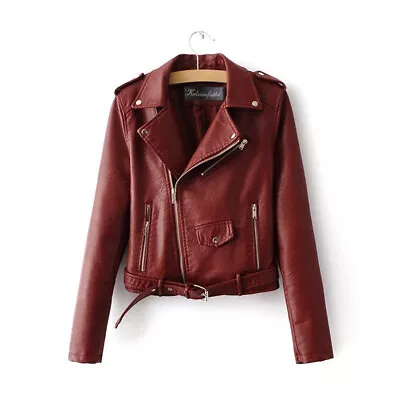 Buy Womens Leather Jacket Slim Fit Designer Coat Genuine Leather Top Motorcycle • 23.59£