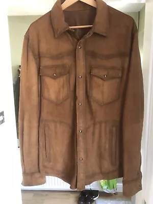 Buy Beautiful Massimo Dutti, Mens Tan Leather Jacket Size Large Perfect Condition • 49.99£