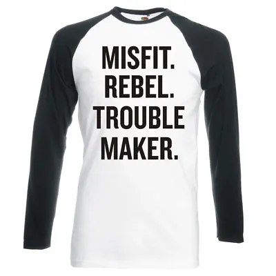 Buy  Misfit. Rebel. Trouble Maker.  Raglan Longsleeve Baseball T-shirt • 16.99£