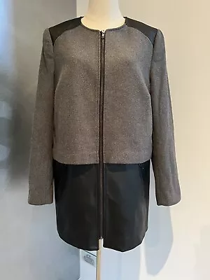 Buy T By Bettina Liano Sz 14 Wool Blend Faux Leather Zip Long Jacket Lined Winter • 24.66£