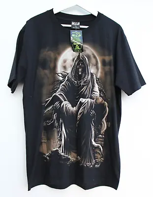 Buy WILD Grim Reaper T Shirt Double Sided Black Glow In The Dark Mens Large L • 12.95£