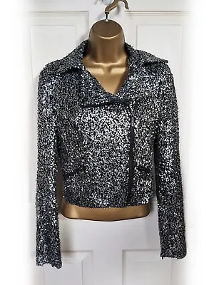 Buy LIPSY KARDASHIAN KOLLECTION Silver Sequin Jacket, Size 6 - NWOT • 26.99£
