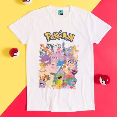 Buy Official Pokemon Characters White T-Shirt : S,M,L,XL,XXL,3XL,4XL • 19.99£