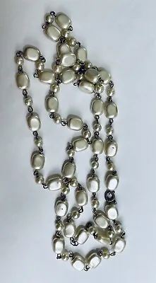 Buy Vintage Womens 1950's Pearl Beads Long Necklace Rockabilly Costume Jewellery Old • 6.50£