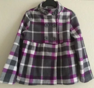 Buy Girls Checked Fleece Jacket, Grey/purple, Aged 5 Years • 8.95£