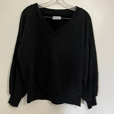 Buy OAK + FORT Cotton Black Crew Neck Long Sleeve V Neck Oversized Sweatshirt Boxy S • 28.34£