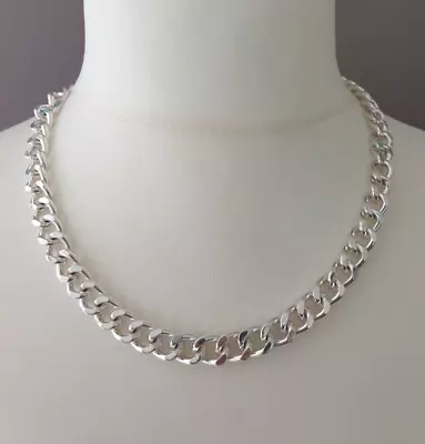 Buy Heavy Chunky Silver Toned Curb Link Chain Necklace Costume Jewellery 21 Ins 86g • 6.49£