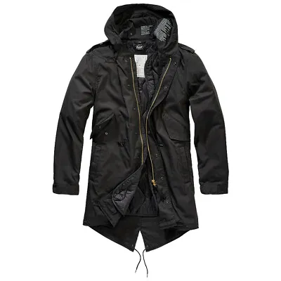 Buy Brandit M51 US Parka Cotton Lining Outdoor Casual Mens Hooded Fishtail Black • 124.95£