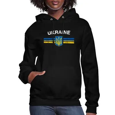 Buy Ukraine Lettering Trident Logo Ukrainian Flag Peace For Ukraine Women's Hoodie • 45.35£