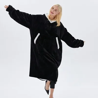 Buy Extra Long Hoodie Blanket Oversized Soft Sherpa Fleece Giant Sweatshirt Adult UK • 5.95£